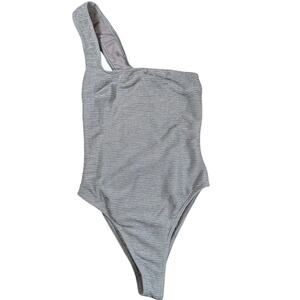 Rumer Cassidy Maillot One Shoulder Swimsuit Gray Shimmer S Shimery